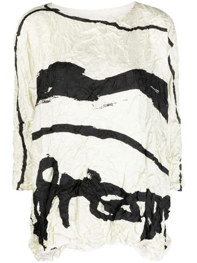 Daniela Gregis Abstract-print Crinkled Silk Blouse In White