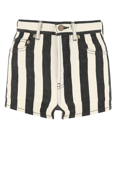 Saint Laurent Striped Buttoned Detailed Shorts In 1053