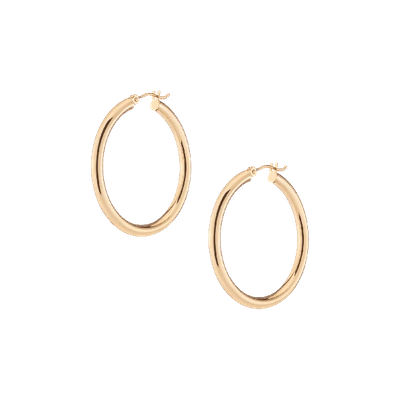 Aurate New York Classic Gold Hoop Earrings 35mm In White