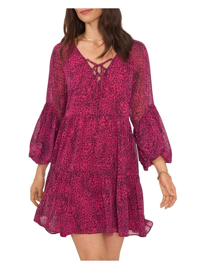 Vince Camuto Womens Lace Up Mini Shift Dress In Pink