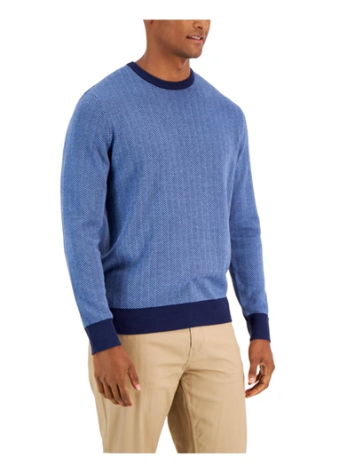 Club Room Mens Striped Crewneck Pullover Sweater In Blue