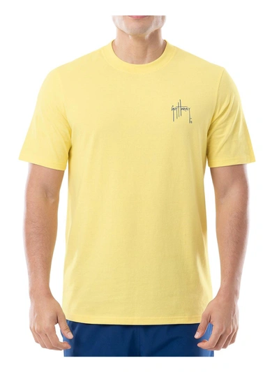 Guy Harvey Men's Offshore Fishing Boat Logo Graphic T-shirt In Yellow