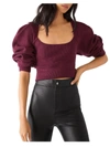 FREE PEOPLE SAFFRON WOMENS RIBBED SHORT CROP SWEATER