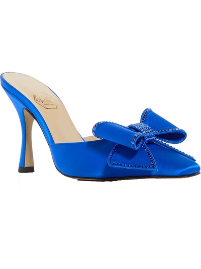 Nalebe Dimante Womens Satin Square Toe Mules In Blue