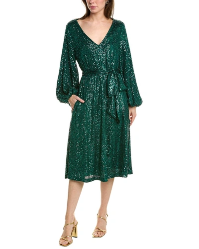 Beulah Sequin Midi Dress In Green