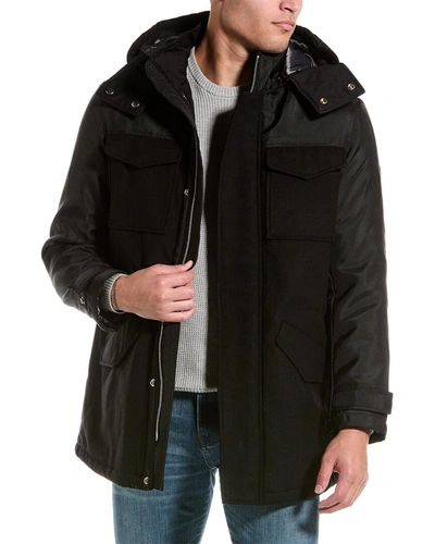Armani Exchange Caban Wool-blend Coat In Black
