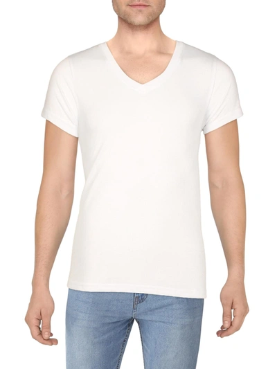 Galaxy By Harvic Mens Slub V Neck T-shirt In White