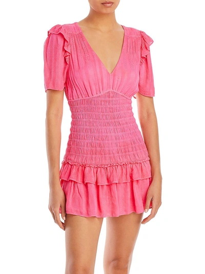 Loveshackfancy Rena Womens Ruffled Short Mini Dress In Pink