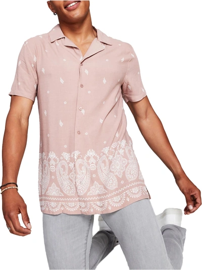 And Now This Mens Woven Paisley Button-down Shirt In Beige