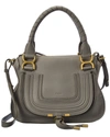 Chloé Small Leather Handbag With Top Handle And Decorative Laces In Grey