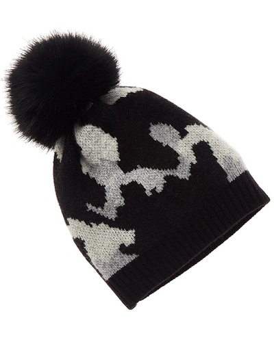 Hannah Rose Camo Jacquard Cashmere Hat In Grey