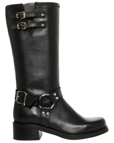 Steve Madden Bryanna Moto Boot In Black Leather