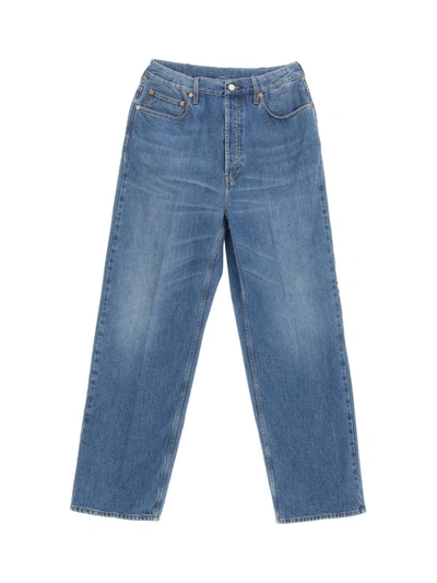 Gucci 80s Fit Denim Trousers With Horsebit In Blue