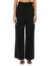 Nina Ricci Straight Wool Blend Trousers With High Waist In Black