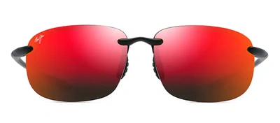 Maui Jim Hookipa Xlarge Mj Rm456-02a Wrap Polarized Sunglasses In Red