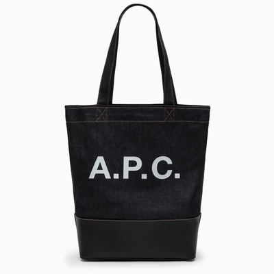 Apc A.p.c. Blue Denim Tote Bag With Logo