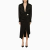 David Koma Black Satin Midi Chemisier In Black