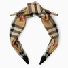 Burberry Girl's Soft Knot Check Headband In Beige