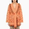 Alanui Bandana-jacquard Cashmere Cardigan In Orange