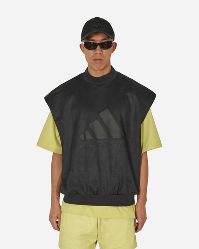 Adidas Originals Basketball Sueded Sleeveless Sweatshirt Carbon In Black