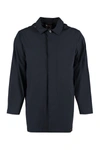 Aspesi Hooded Techno Fabric Raincoat In Blue