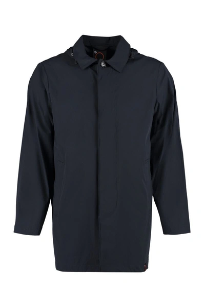 Aspesi Plain Hooded Shirt Coat In Blue