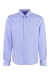 Aspesi Long-sleeved Linen Shirt In Blue