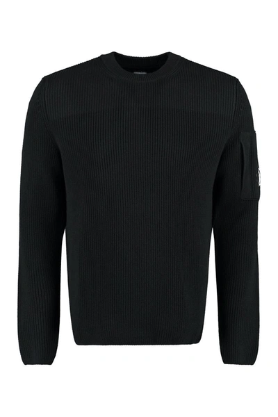 C.p. Company Crew-neck Wool Sweater In Black