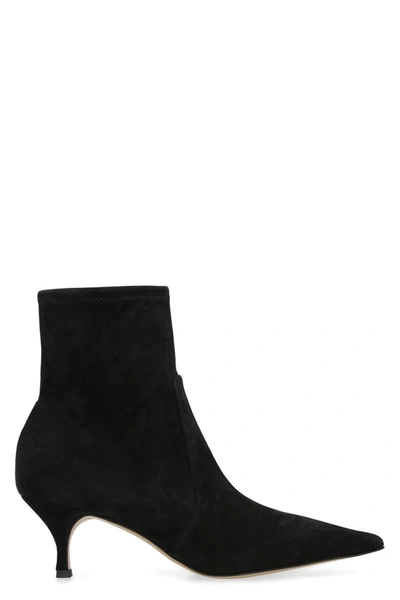 Casadei Pointed-toe 65mm Suede Boots In Black