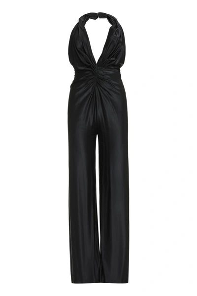 Costarellos Muti Jersey Gathered Low Cut Jumpsuit In Black