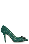 Dolce & Gabbana Rainbow Lace Décolleté With Broche In Green