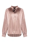 Max Mara Pleat-detail Silk Satin Blouse In Pink