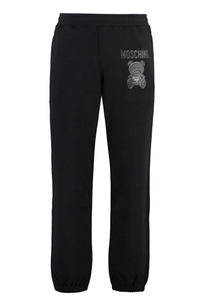 Moschino Logo Detail Cotton Track-pants In Black