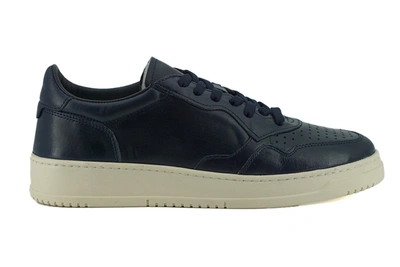 Saxone Of Scotland Navy Blue Leather Low Top Trainers