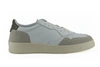 SAXONE OF SCOTLAND WHITE AND BEIGE LEATHER LOW TOP SNEAKERS