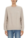 Apc Sweatshirt With Logo Print In Beige