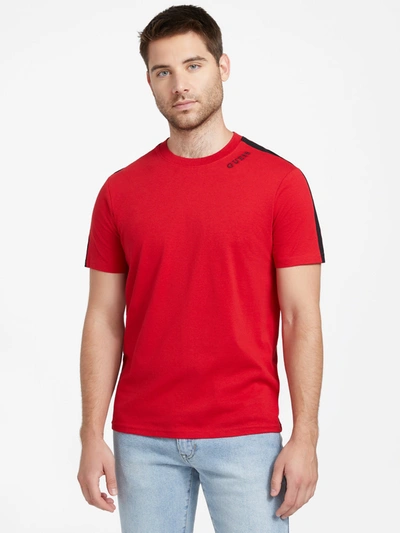 Guess Factory Joey Contrast Stripe Tee In Red