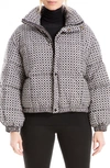 Max Studio Geo Print Puffer Jacket In Black Cream