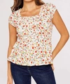 APRICOT DITSY MILKMAID TOP IN CREAM