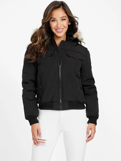 Guess Factory Eco Dustina Hooded Padded Jacket In Black