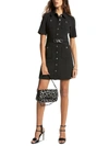 Michael Michael Kors Stretch Crepe Belted Utility Dress In Black