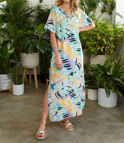 Crosby By Mollie Burch Shep Caftan Dress In Paradise Palm In Multi
