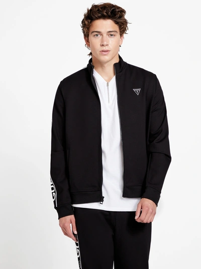 Guess Factory Don Logo Tape Active Zip Jacket In Black