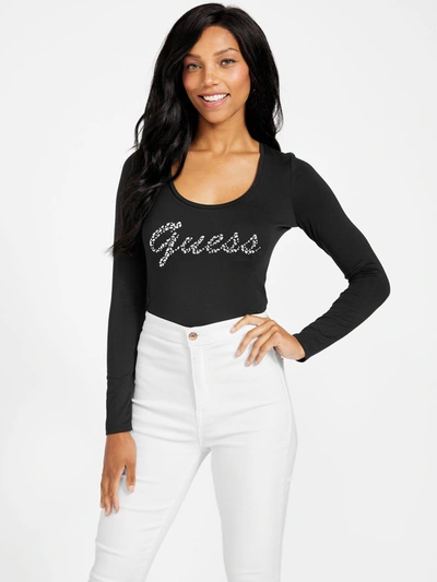 Guess Factory Melly Jewel Logo Top In Black
