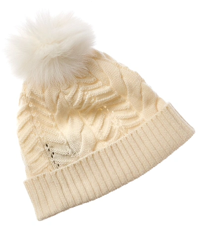 Forte Cashmere Lux Cable Pompom Wool & Cashmere-blend Hat In Grey
