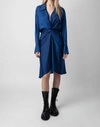Zadig & Voltaire Rozo Satin Twist Front Dress In Bleuroi In Multi