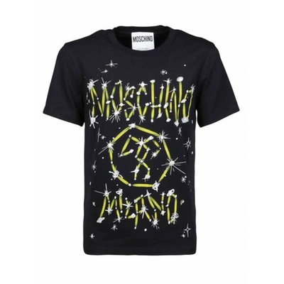 Moschino Men's Cotton Graffiti Logo Short Sleeve T-shirt In Black