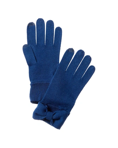 Forte Cashmere Bow Cashmere Gloves In Blue