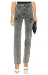 GRLFRND HARPER HIGH RISE SLIM CARGO DENIM IN GREY