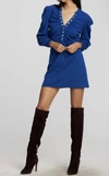 Chaser Recycled Vintage Rib Mini Dress W/ Deep V & Pearl Snaps In Navy Peony In Multi